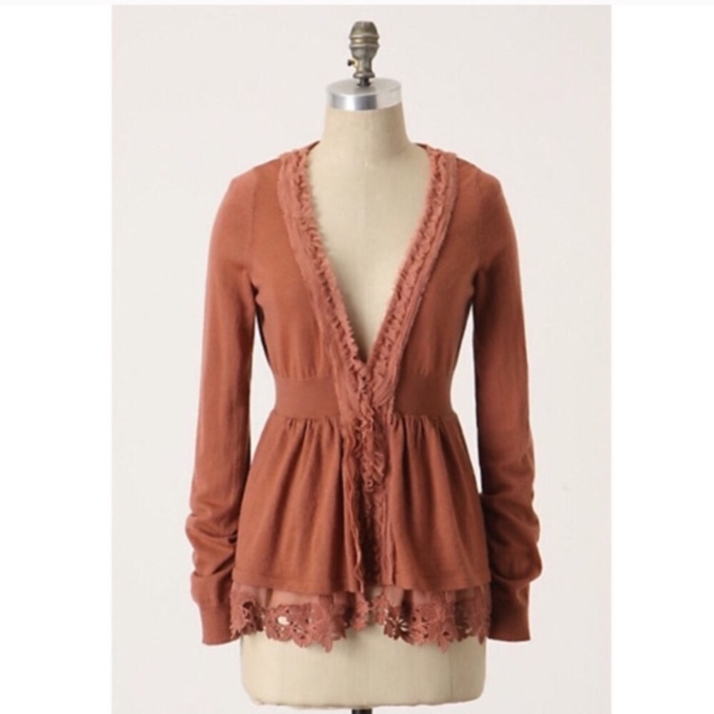 Anthropologie wool silk peplum cardigan